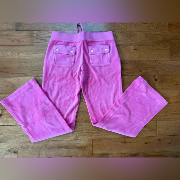 Y2K Vintage Juicy Couture Pink Flare Velour Pants - Picture 2 of 5